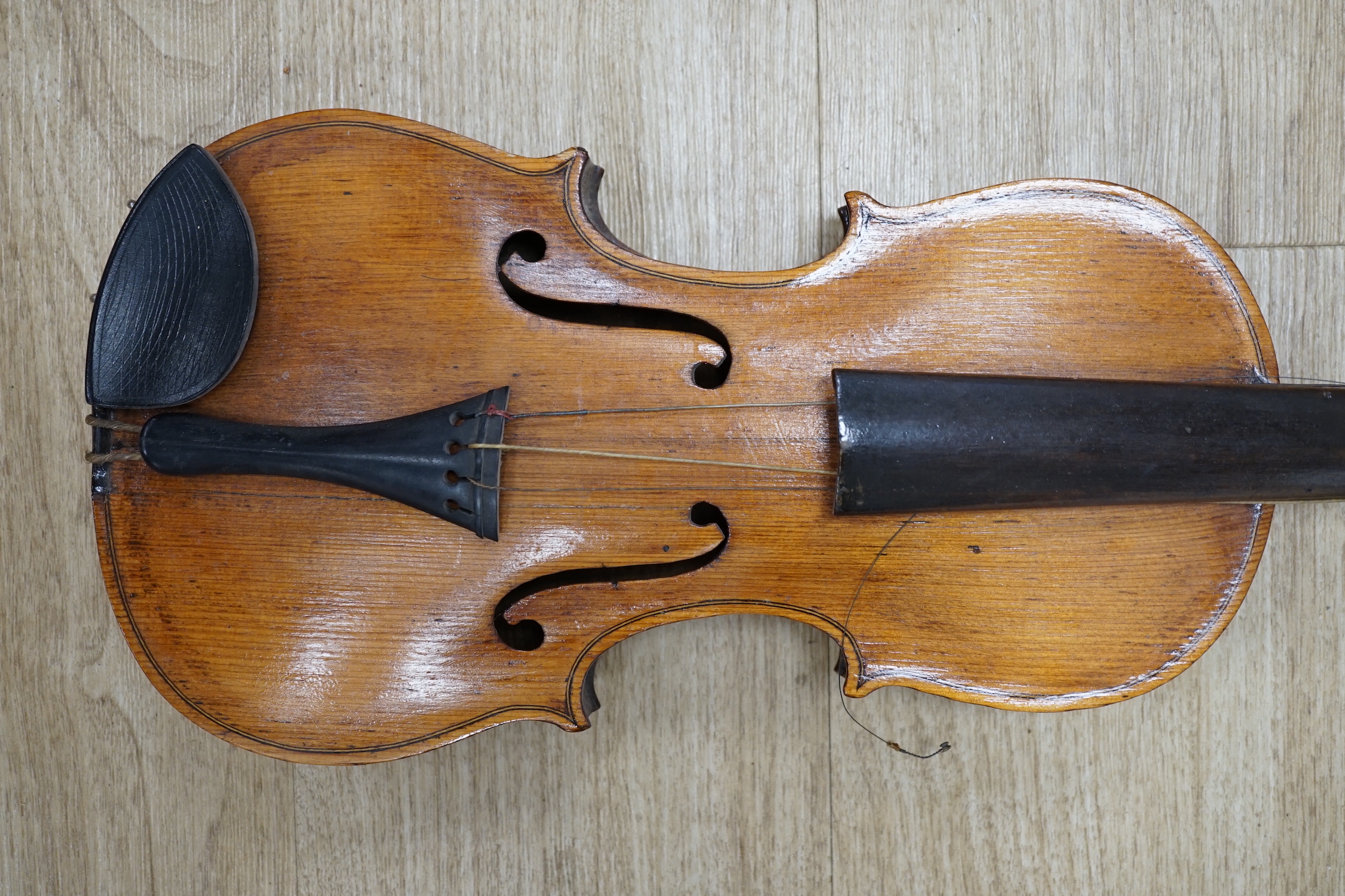 A 19th century German violin, without case, length of body, 35.5cm